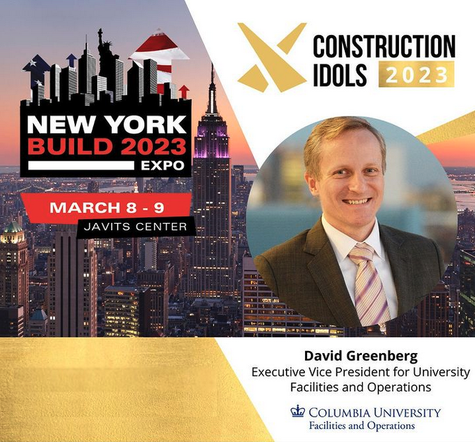 A graphic of David M. Greenberg that said he was part of New York Build's Construction Idol Shortlist