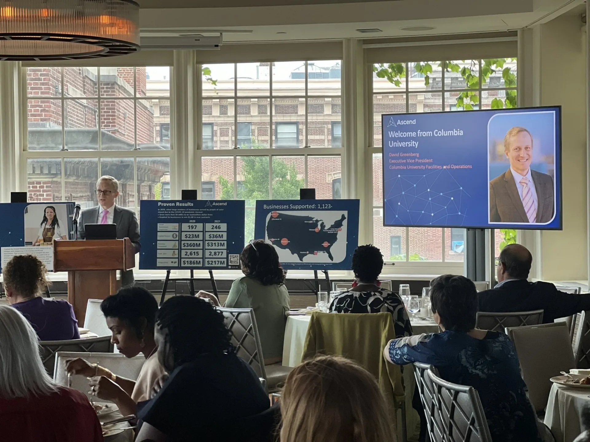 David M. Greenberg gives opening remarks to the Ascend conference held at Faculty House.